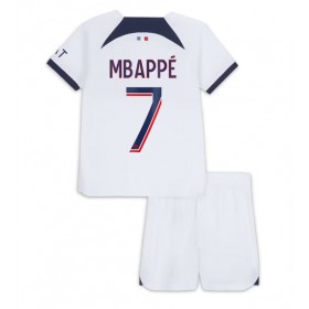 Paris Saint-Germain Kylian Mbappe #7 Borta Kläder Barn 2023-24 Kortärmad (+ Korta byxor)
